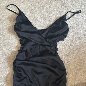 Wild Fable Black Satin Midi Dress